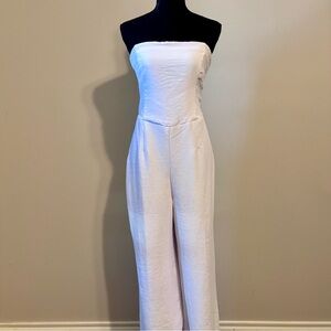 Abercrombie & Fitch White Strapless Jumpsuit